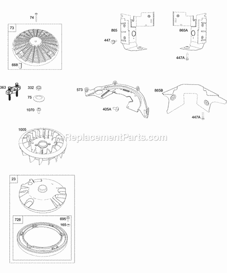 Blower Housing Brackets Flywheel Diagram and Parts List for 4035A7-0409-E1  Briggs and Stratton Engine